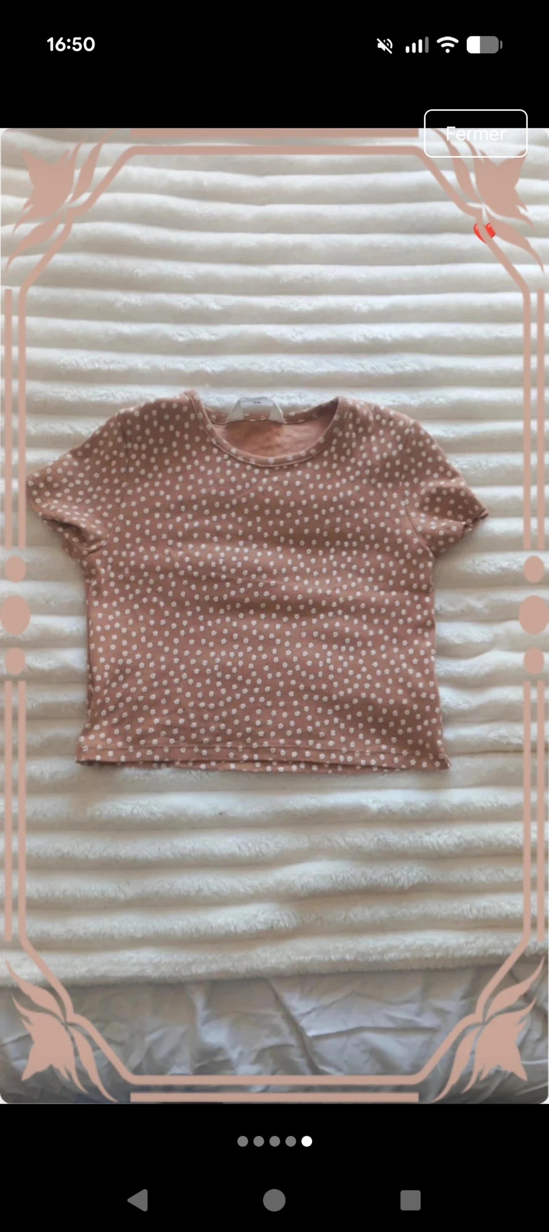 T-shirt crop top côtelé H&M fleurs – 10/12 ans (146/152 cm)